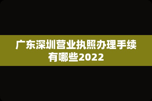 广东深圳营业执照办理手续有哪些2022