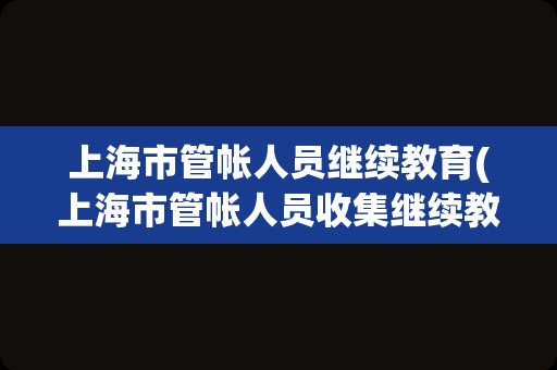 上海市管帐人员继续教育(上海市管帐人员收集继续教育平台)