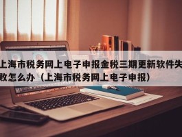上海市税务网上电子申报金税三期更新软件失败怎么办（上海市税务网上电子申报）